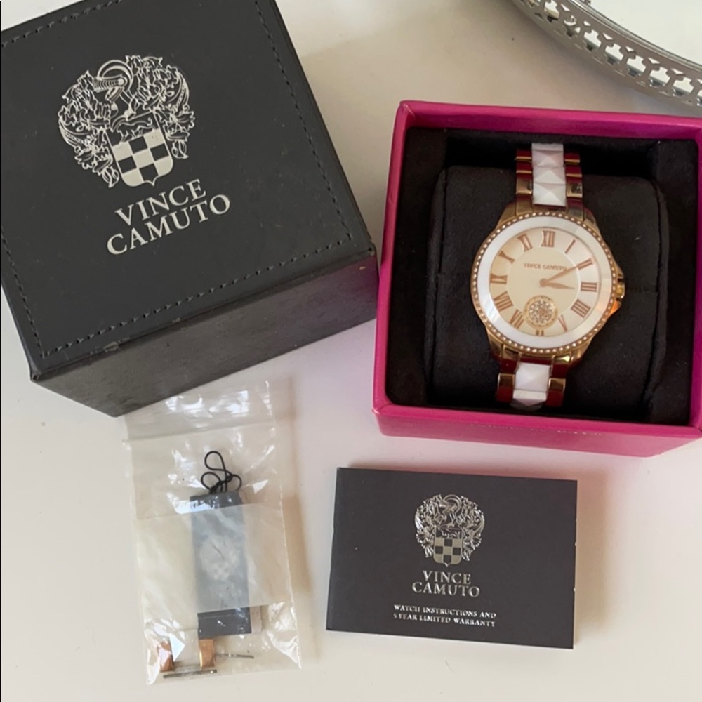 Vince Camuto White and Gold Watch